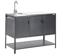 Beliani Outdoor Kitchen Cabinet With Sink Maenza Metal Black