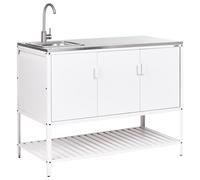 Beliani Outdoor Kitchen Cabinet with Sink MAENZA Metal White, White