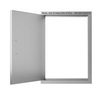 Outdoor Kitchen Door 17" W x 24" H-304 Stainless Steel Never Rust Cabinet Door-Double Layer-BBQ Access Doors-Weatherproof GrillDoor-Flush Mount BBQ Island Doors-MetalDoor for Outdoor Indoor Kitchen