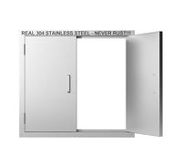 Outdoor Kitchen Doors 24" W x 24" H-304 Stainless Steel Never Rust BBQ Access Door-Double Layer-Outside Cabinet Door-Weatherproof GrillDoor-Flush Mount BBQ Island Doors-MetalDoor for Outdoor Kitchen
