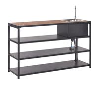 Outdoor Kitchen Island with Sink AVETRANA Black Metal