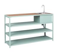 Outdoor Kitchen Island with Sink AVETRANA Light Green Metal