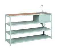 Outdoor Kitchen Island with Sink AVETRANA Light Green Metal
