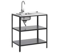 Outdoor Kitchen Island with Sink VILAMA Metal Black