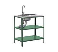 Beliani Outdoor Kitchen Island With Sink Vilama Green