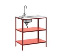 Outdoor Kitchen Island with Sink VILAMA Red Metal