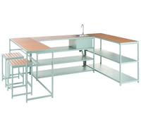 Outdoor Kitchen Set with Sink AVETRANA Light Green Metal