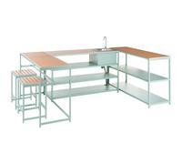 Outdoor Kitchen Set with Sink AVETRANA Light Green Metal