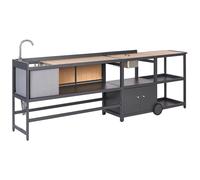 Beliani Outdoor Kitchen Set With Sink Ortisei Metal Light Brown