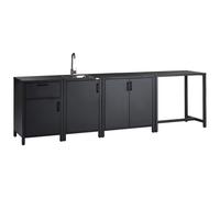 Beliani Outdoor Kitchen Set with Sink ROCHA Metal Graphite Grey, Grey