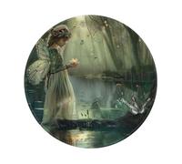 Outdoor Lakeside Fairy Prints Round Mouse Pad 1 PCS,Non-Slip Rubber Base Mousepad Mouse Mat for Laptop Computer Office 7.9 x 7.9 Inch