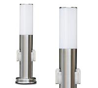 Outdoor lamp Caserta with 2 sockets, Modern Bollard Light Made of Stainless Steel and Plastic Discs, Path Light 45 cm, Garden lamp with E27 Socket, Garden Lighting IP44, Without Bulbs