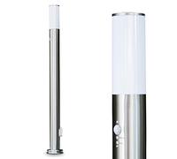 Outdoor lamp Caserta with Motion Detector and Socket, Modern Bollard Light, Stainless Steel and Plastic Discs, Path Light 110 cm, Garden lamp with E27 Socket, Garden Lighting IP44, Without Bulbs