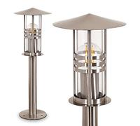 Outdoor lamp Forli, Modern Bollard Light Made of Brushed Stainless Steel and Glass, Path Light 50 cm, Garden lamp with E27 Socket, Garden Lighting IP44, Without Bulb