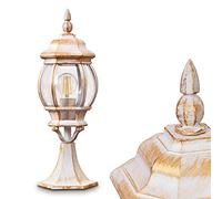 Outdoor lamp Lentua, Bollard Light in Antique Look, cast Aluminium in White/Gold with Plastic Discs, Path Light 50 cm, Retro/Vintage Garden lamp, E27 Socket, IP44, Without Bulbs