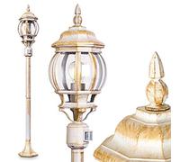 Outdoor lamp Lentua with Motion Detector, Path Light in Antique Look, cast Aluminium in White/Gold with Plastic panes, Floor Light 130 cm, Retro/Vintage Garden lamp, E27 Socket, IP44, Without Bulbs