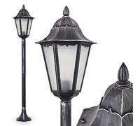 Outdoor lamp Lignac Frost, Path Light in Antique Look, cast Aluminium in Black/Silver with Frosted Glass panes, Floor Light 118 cm, Retro/Vintage Garden lamp, E27-socket, IP44, Without Bulbs