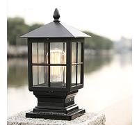 Outdoor lamp, Pedestal lamp in Antique Look, cast Aluminum in Black / Gold with Clear Glass panes, Retro / Vintage Garden lamp, 1-Flame Outdoor lamp, E27 IP44. (Black)