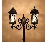 Outdoor Lamp Post Light, 2-Lights Waterproof High Pole Light - Aluminum Anti-Rust Traditional Victoria Pillar Lights for Lawn & Garden Deco, Street Lighting with Dusk to Dawn Sensor