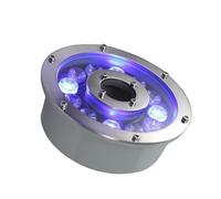 Outdoor Landscape Spotlights LED Ring Fountain Light - Submersible LED Underwater Pond Lights, IP68 Waterproof Stainless Steel Led Spotlight, 12V Middle Hole LED Pool Lig