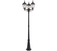 Outdoor Lantern Lamp Post Matt Black & Glass 2.3m Tall 3 Light Garden Bollard
