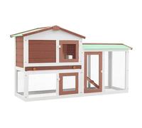 vidaXL Outdoor Large Rabbit Hutch Brown and White Wood Small Animal Cage House