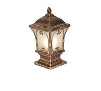 Outdoor Lawn Fence Gate Pillar Wall Lamps Waterproof European Villa Garden Light Vintage Retro Aluminum Glass Column Headlight Stigma Post Porch Patio Street Lamp Security Light
