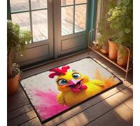 Outdoor Layering Rugs Front Door Colorful Cartoon Chicken With Big Eyes Doormat Home Door Mat Lake House Decor(40X60CM)
