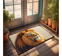 Outdoor Layering Rugs Front Door Golden Majesty: The Lion'S Regal Portrait Doormat Home Door Mat Lake House Decor(40X60CM)