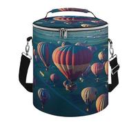 Outdoor Leakproof Cooler Bag/Box,Hot Air Balloons Print Soft Cooler Tote Bag,Portable Freezer Bag with Adjustable Shoulder Strap