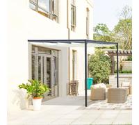 Outdoor Lean To Pergola Retractable Canopy Wall Mounted Gazebo Sun Shade Outsunny Cream One Size