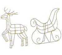 Beliani Outdoor Led Decoration Sleigh And Reindeer 46 Cm Silver Saija