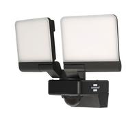 Brennenstuhl Connect WiFi LED Duo Floodlight with Motion Sensor WFD 3051 P/LED Security Light 36W for uutdoor use IP54 controllable via Free app (4300lm, up to 12m Range, wth Detection Angle 120°)