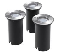 Outdoor LED Ground Light 3pc Round Die-cast Silver Grey 10.8x15cm IP67 WarmWhite