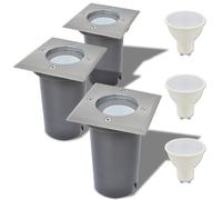 Outdoor LED Ground Light 3pcs. Square Silver/Grey 10.8x10.8x15cm Aluminium IP67