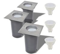 Outdoor LED Ground Lights 3pcs Silver Grey 10.8x10.8x15cm AluminiumStainlessIP67 [EEK: A+++]