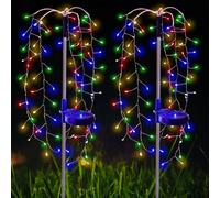 Outdoor Led Solar Power Lights Starburst Tree Stake Lamp Garden Multicolor 2Pcs