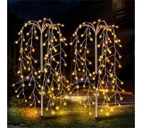 Outdoor Led Solar Power Lights Starburst Tree Stake Lamp Garden Warm White 4Pcs