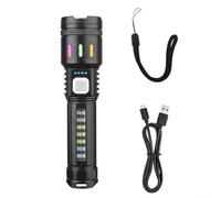 Outdoor LED Torch with LCD Battery Indicator, USB-C Rechargeable High-Intensity Flashlight, Adjustable Focus Beam Width for Long-Distance Illumination
