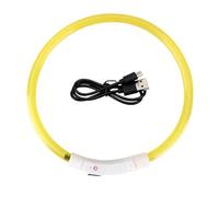 Outdoor LED USB Cat Dog Collar LED Dog Safety Collar 3 Modes LED Light Luminous Anti-lost LED Collar For Dogs Pet Dog Accessories,Yellow,M(50CM)