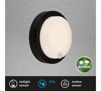 Briloner - Outdoor lamp with Motion Sensor, Wall lamp with Battery, Lamp with Battery, Warm White Light, Black, 170x55 mm (DxH)