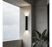 Outdoor LED Wall Lights Up Down Lights Mains Powered IP65 Waterproof Front Door Light Wall Sconces Modern Aluminum Wall Lamps Indoor/Outside Terrace Garden Hallway Porch (Black White Light,35cm)