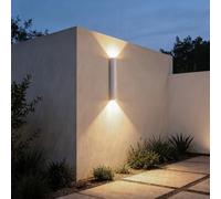 Outdoor LED Wall Lights Up Down Lights Mains Powered IP65 Waterproof Front Door Light Wall Sconces Modern Aluminum Wall Lamps Indoor/Outside Terrace Garden Hallway Porch (White Neutral Light,45cm)