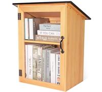 Outdoor Library Book Box - Double Free Literature Exchange Box Outdoor Book Storage Little Wood Cabinet with Shelf for DIY, Neighborhoods Community and Schools Sharing Books, Literature and Newspapers