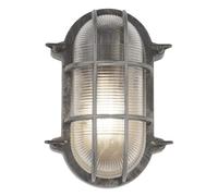 Outdoor Light Black Aladdin Bulkhead IP44 Silver Oval Searchlight 61402BS
