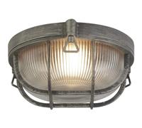 Outdoor Light Black Aladdin Bulkhead IP44 Silver Round Searchlight 61401BS