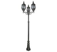 Outdoor Light Black Bel Aire 3 Lamp Post Garden 220cm Searchlight 7173-3