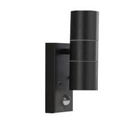Outdoor Light Black Double Fixed Up Down Garden IP44 Wall PIR Searchlight