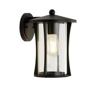 1 Light Outdoor Garden Porch Black Wall Fitting Bracket With Clear Glass Shade [EEK: A]