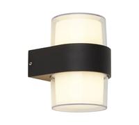 Searchlight 25123-2BK Pittsburgh LED Wall Light, Black And Opal, Round